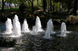 不揃いな噴水の水しぶき