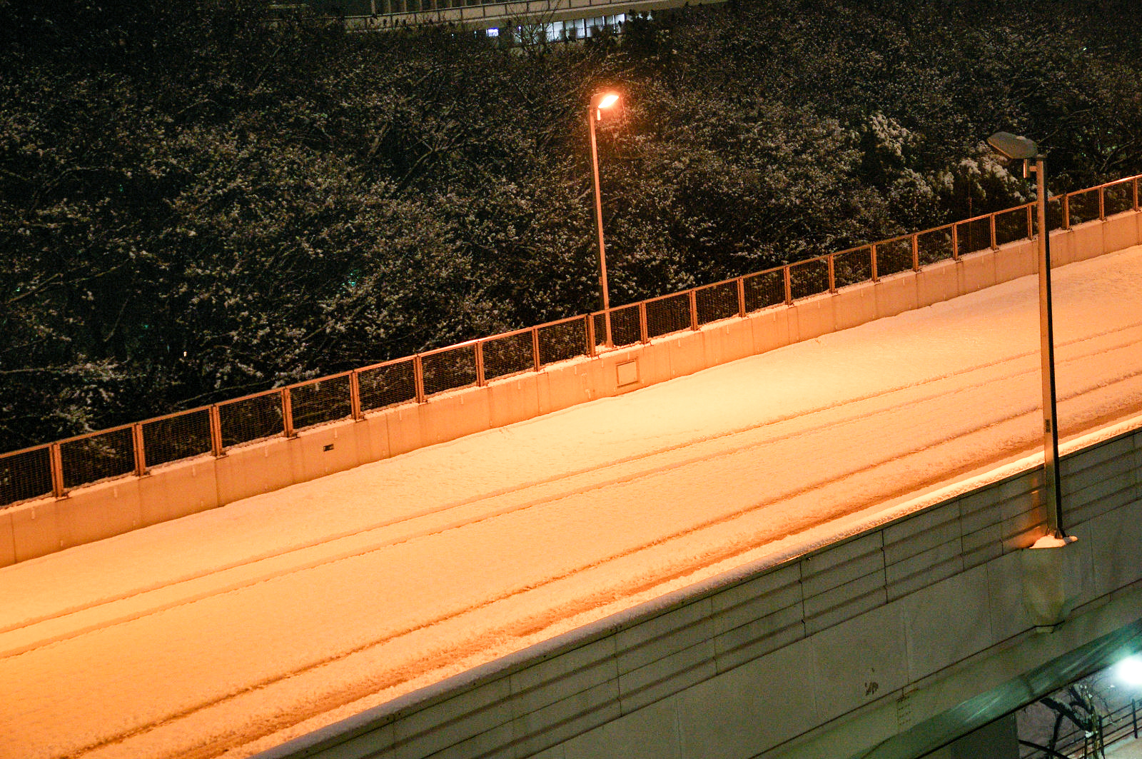 雪で通行止めの名古屋高速道路